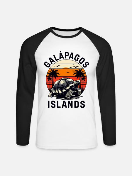 Galápagos Islands - Unisex Baseballshirt langarm - Weiß/Schwarz