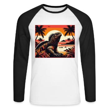 Marine iguana - Unisex Long Sleeve Baseball T-Shirt - white/black - Front - Nik (191cm)