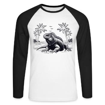Herpetology Galapagos - Unisex Long Sleeve Baseball T-Shirt - white/black - Front - Nik (191cm)