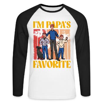 Je suis le préféré de papa - T-shirt baseball manches longues Homme - blanc/noir - Devant - Nik (191cm)