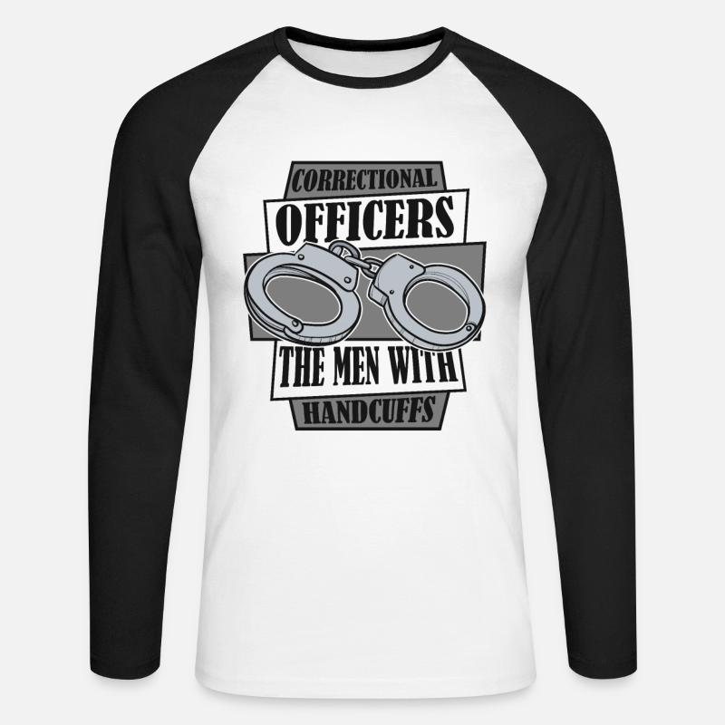 Gli uomini con le manette penitenziaria - Maglia da baseball a manica lunga da uomo - bianco/nero