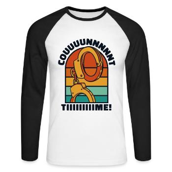Garde de prison Retro Count Time - T-shirt baseball manches longues Homme - blanc/noir - Devant - Nik (191cm)