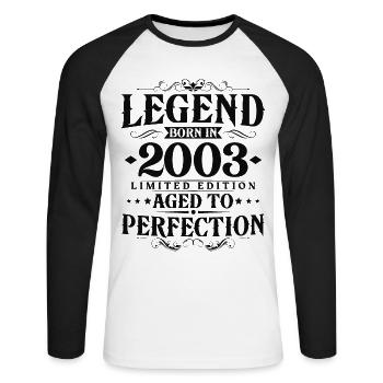 Légende 2003 Vintage Born Vintage Anniversaire - T-shirt baseball manches longues Homme - blanc/noir - Devant - Nik (191cm)