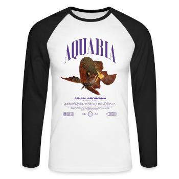 Asian Arowana Monster Fish Keeper Streetwear - Unisex Long Sleeve Baseball T-Shirt - white/black - Front - Nik (191cm)