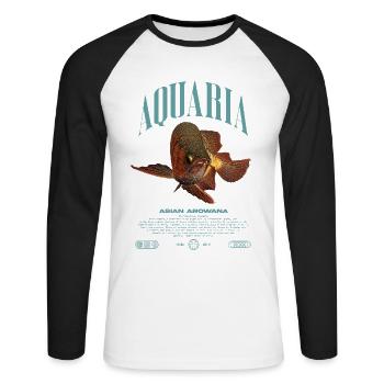 Asian Arowana Monster Fish Keeper Streetwear - Unisex Long Sleeve Baseball T-Shirt - white/black - Front - Nik (191cm)