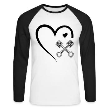 Mécanique automatique Cardio Mécanique piston - T-shirt baseball manches longues Homme - blanc/noir - Devant - Nik (191cm)