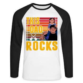 This Dad rocks - Unisex Long Sleeve Baseball T-Shirt - white/black - Front - Nik (191cm)