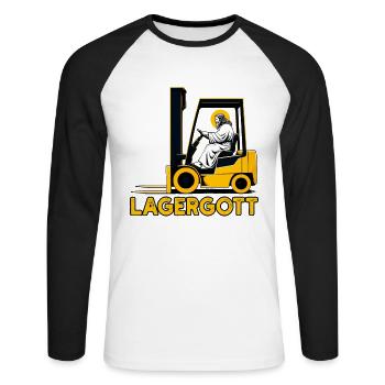 Staplerfahrer Gabelstaplerfahrer Stapler Lagergott - Unisex Baseballshirt langarm - Weiß/Schwarz - Vorne - Nik (191cm)