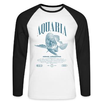 Asian Arowana Monster Fish Keeper Streetwear - Unisex Long Sleeve Baseball T-Shirt - white/black - Front - Nik (191cm)