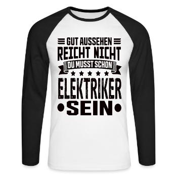 Electrician - Unisex Long Sleeve Baseball T-Shirt - white/black - Front - Nik (191cm)