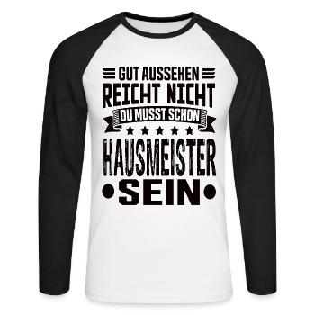 Gardien - T-shirt baseball manches longues Homme - blanc/noir - Devant - Nik (191cm)