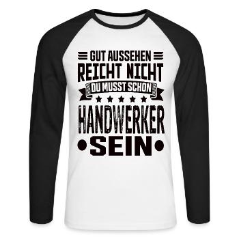 Artisan - T-shirt baseball manches longues Homme - blanc/noir - Devant - Nik (191cm)