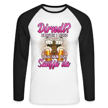 Remplacement de Dirndl - T-shirt baseball manches longues Homme - blanc/noir - Devant - Nik (191cm)