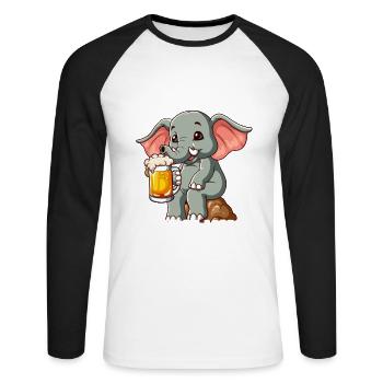 Elefant Bier - Unisex Baseballshirt langarm - Weiß/Schwarz - Vorne - Nik (191cm)