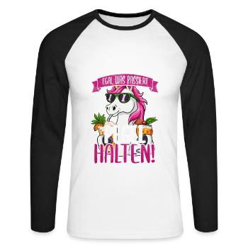 Mädels Egal Was Passiert Pegel Halten - Unisex Baseballshirt langarm - Weiß/Schwarz - Vorne - Nik (191cm)