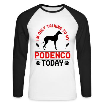 Podenco Greyhound Parlez uniquement avec Podenco - T-shirt baseball manches longues Homme - blanc/noir - Devant - Nik (191cm)