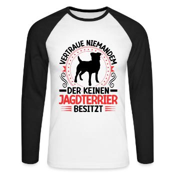 Terrier de chasse Posséder un chien de chasse allemand - T-shirt baseball manches longues Homme - blanc/noir - Devant - Nik (191cm)
