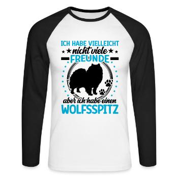 Wolfspitz is my friend Keeshond - Unisex Long Sleeve Baseball T-Shirt - white/black - Front - Nik (191cm)