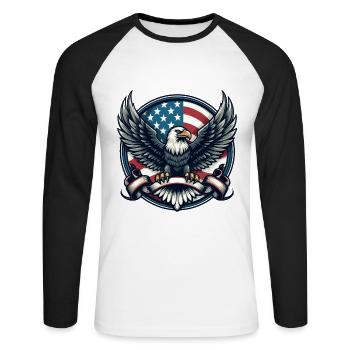 Amerika Adler Unabhängigkeitstag Stars and Stripes - Unisex Baseballshirt langarm - Weiß/Schwarz - Vorne - Nik (191cm)