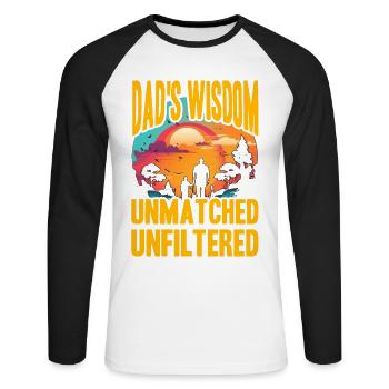 La sagesse de papa inégalée non filtrée - T-shirt baseball manches longues Homme - blanc/noir - Devant - Nik (191cm)