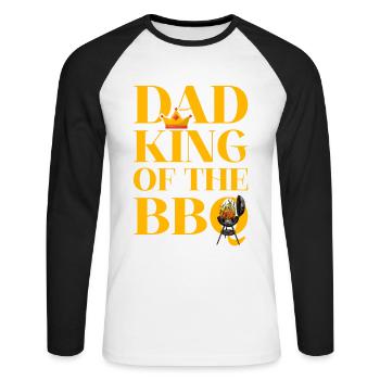 Papa Roi du BBQ - T-shirt baseball manches longues Homme - blanc/noir - Devant - Nik (191cm)