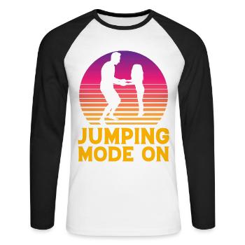 Mode Saut activé - T-shirt baseball manches longues Homme - blanc/noir - Devant - Nik (191cm)