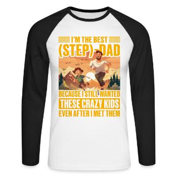 Ich bin der beste Stiefvater - Unisex Baseballshirt langarm - Weiß/Schwarz - Vorne - Nik (191cm)