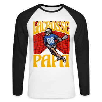 Lacrosse-Papa - Unisex Baseballshirt langarm - Weiß/Schwarz - Vorne - Nik (191cm)