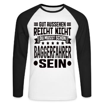 Excavator Driver Excavator Civil Engineering Construction Equipment Operator Saying - Unisex Long Sleeve Baseball T-Shirt - white/black - Front - Nik (191cm)