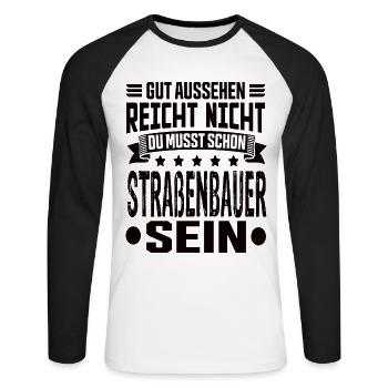 Road builders Road construction Roads Road construction - Unisex Long Sleeve Baseball T-Shirt - white/black - Front - Nik (191cm)