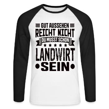 Landwirt Landwirte Landwirtschaft Bauer Sprüche - Unisex Baseballshirt langarm - Weiß/Schwarz - Vorne - Nik (191cm)