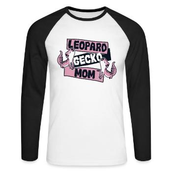 Leopard Gecko Mama Schopfeidechse Gekkota Leopard - Unisex Baseballshirt langarm - Weiß/Schwarz - Vorne - Nik (191cm)