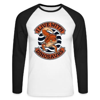 I Live With Dinosaurs Gekkota Crested Lizard - Unisex Long Sleeve Baseball T-Shirt - white/black - Front - Nik (191cm)