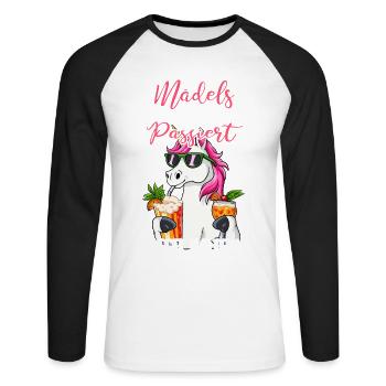 Mädels Egal Was Passiert Pegel Halten - Unisex Baseballshirt langarm - Weiß/Schwarz - Vorne - Nik (191cm)