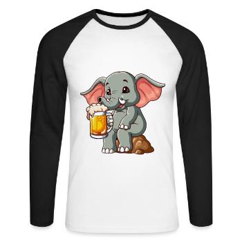 Alkifant Elefant Bier - Unisex Baseballshirt langarm - Weiß/Schwarz - Vorne - Nik (191cm)
