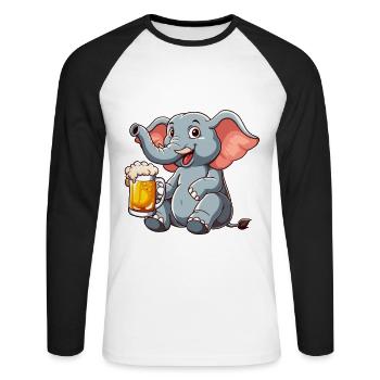 Alkifant Elefant Bier - Unisex Baseballshirt langarm - Weiß/Schwarz - Vorne - Nik (191cm)