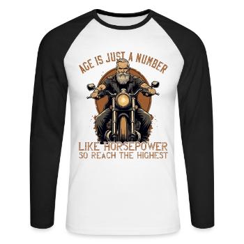 Lustiger Biker Opa Vintage Motorrad Retro Style - Unisex Baseballshirt langarm - Weiß/Schwarz - Vorne - Nik (191cm)