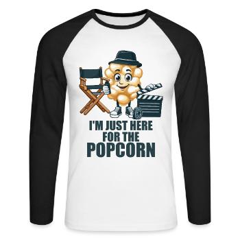 Seulement ici pour l’image du pop-corn - T-shirt baseball manches longues Homme - blanc/noir - Devant - Nik (191cm)