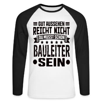 Directeur de la construction Gestion de la construction Meilleur directeur de la construction - T-shirt baseball manches longues Homme - blanc/noir - Devant - Nik (191cm)