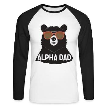 Alpha Dad Lustiger Vater Perfekter Style - Unisex Baseballshirt langarm - Weiß/Schwarz - Vorne - Nik (191cm)