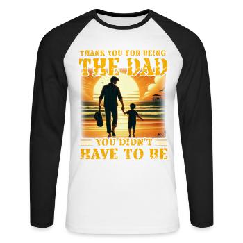 Merci d’être le père que tu n’avais pas à être - T-shirt baseball manches longues Homme - blanc/noir - Devant - Nik (191cm)