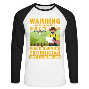 Attention pour éviter les blessuresne dites pas ce champ - T-shirt baseball manches longues Homme - blanc/noir - Devant - Nik (191cm)
