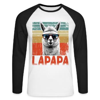 Lapapa Lustiger Lama Papa Perfekter Vatertag Style - Unisex Baseballshirt langarm - Weiß/Schwarz - Vorne - Nik (191cm)