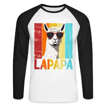 Lapapa Lustiger Lama Papa Perfekter Style - Unisex Baseballshirt langarm - Weiß/Schwarz - Vorne - Nik (191cm)