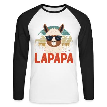 Lapapa Lustiger Lama Papa Perfekter Style - Unisex Baseballshirt langarm - Weiß/Schwarz - Vorne - Nik (191cm)