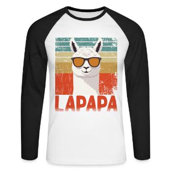 Lapapa Funny Llama Father Perfect Style - Unisex Long Sleeve Baseball T-Shirt - white/black - Front - Nik (191cm)