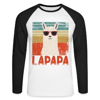 Lapapa Funny Llama Father Perfect Style - Unisex Long Sleeve Baseball T-Shirt - white/black - Front - Nik (191cm)