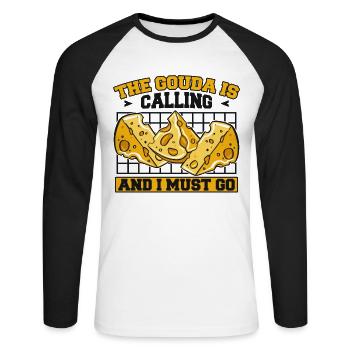 Gouda Is Calling And I Must Go Maker Queso Gouda - Unisex Long Sleeve Baseball T-Shirt - white/black - Front - Nik (191cm)