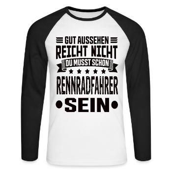 Vélo de route Vélo de route Vélo de route Vélo de route Vélos de route - T-shirt baseball manches longues Homme - blanc/noir - Devant - Nik (191cm)