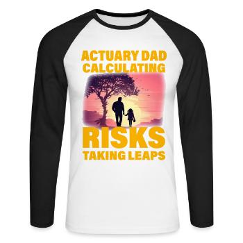 Aktuar Papa Risiken berechnen und Sprünge machen - Unisex Baseballshirt langarm - Weiß/Schwarz - Vorne - Nik (191cm)
